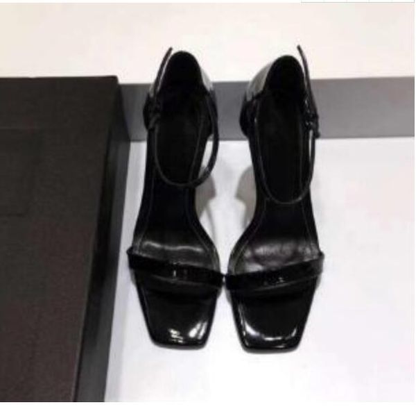 

new patent leather high heels for women sandals unique lettering high heels for women evening dress wedding heels+box, Black