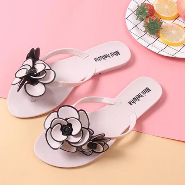 

soft women flip flops sweet flowers beach slippers summer flat shoes non-slip lady open toe slides sandals home indoor slippers, Black