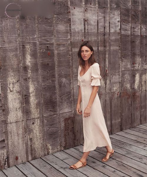 

кнопки на передней платье с коротким расклешенным рукавом женщины платья мода старинные 2019 связей лето талия цветочный принт миди vestidos, Black;gray