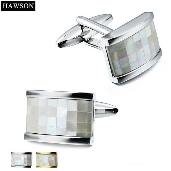 

hawson mother of pearl seashell cufflinks 2 color cufflinks alternative men's shirt button, Silver;golden