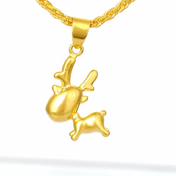 

popular cute elk animals 24k gold 3d deer pendant necklace for women girls simple trendy choker accessories weddings jewelry, Silver