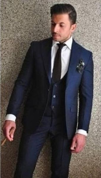

2020 мужская мода темно-синий 3 шт мужские костюмы для свадьбы slim fit groom blazer платье смокинг мужские костюмы с брюками жилет куртка, White;black