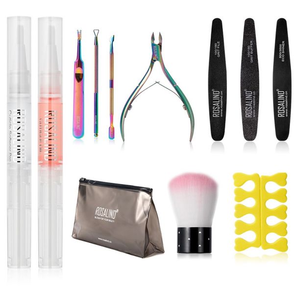 

12pcs manicure tools set cuticle scissors dead skin fork cuticle pushers nail file nail dust brush art kit