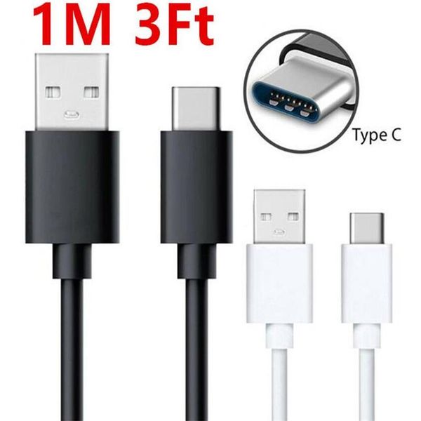 

white black pvc 1m 3ft 2a type-c 3.1 type c usb data sync charge cable for nokia n1 for macbook oneplus 2 zuk z1 for samsung s8 s10