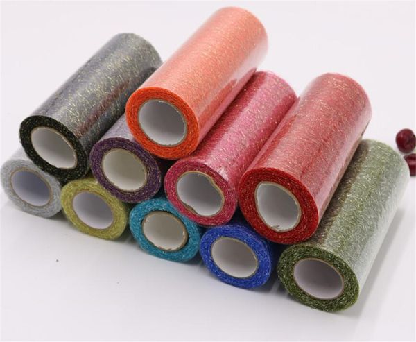 

new festive 9.2m/roll organza tulle roll spool fabric ribbon diy tutu skirt gift craft party chair sash wedding party gold silver