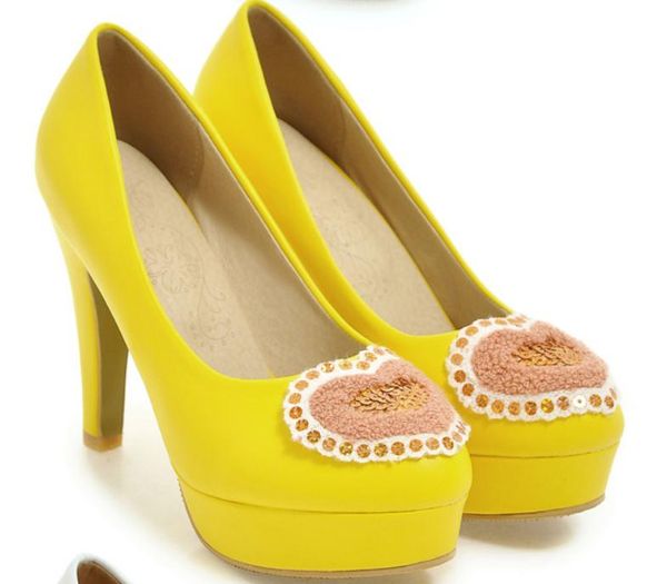 

flower women's shoes in spring and autumn high coarse heel round head@03, Black