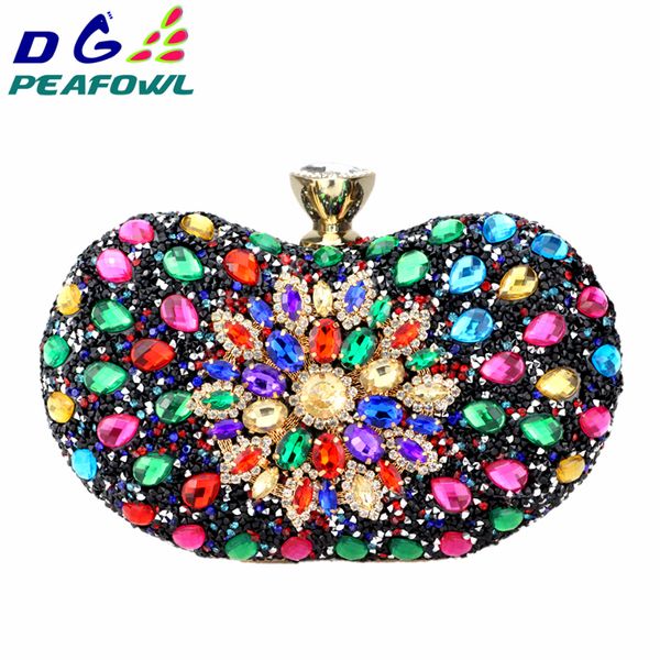 

dg peafowl two side luxury crystal floral clutch chain bag evening woman diamond wedding shoulder wallet purse handbags 5 colors mx190819