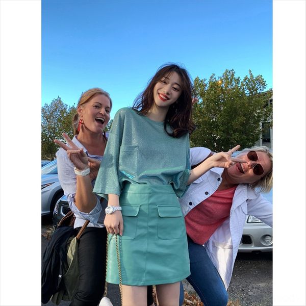 

2020 loose medium and long style flashing clothes missing women's fashion 2020 loose medium and long style flashing t-shirt clothes, White