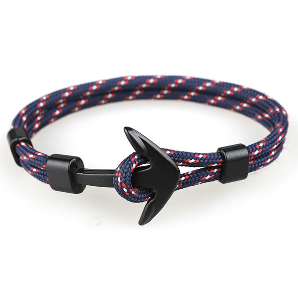 

2018 new fashion black color anchor bracelets men charm survival rope chain paracord bracelet male wrap metal sport hooks, Golden;silver