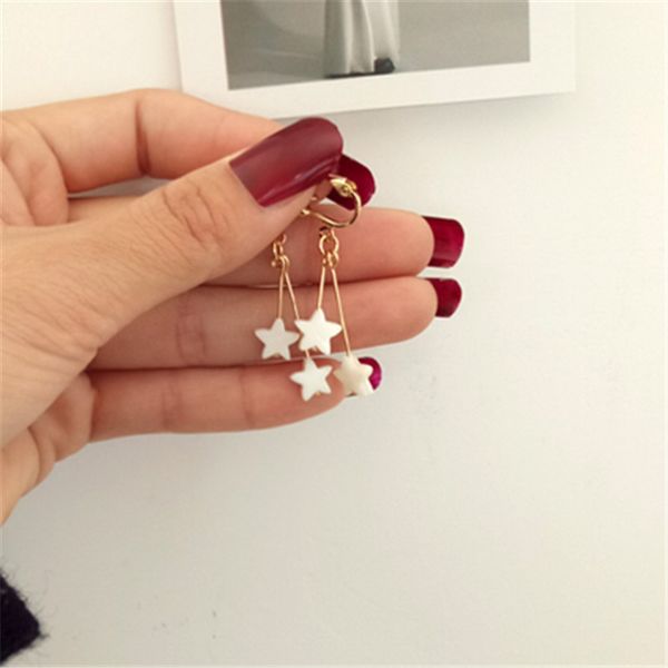 

fashion woman earrings natural shell pentagram earrings temperamental star earring contracted white shell earring woman, Silver