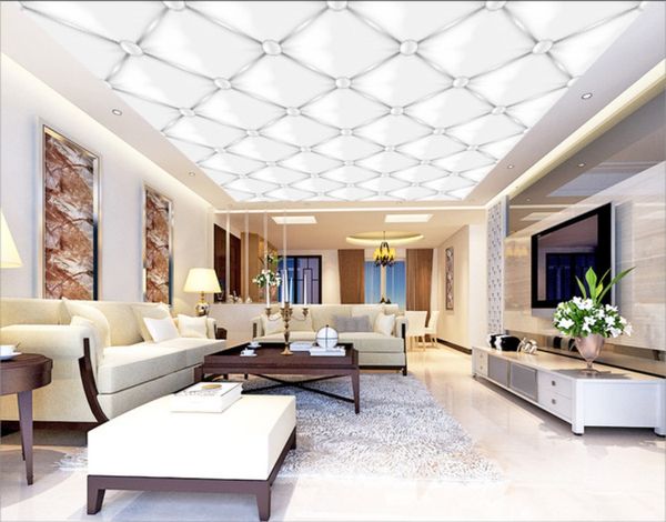 Ceiling Mural Modern Designs 3D Sala Quarto Teto Wallpaper Papel De Parede atmosfera elegante teto saco macio branco simples