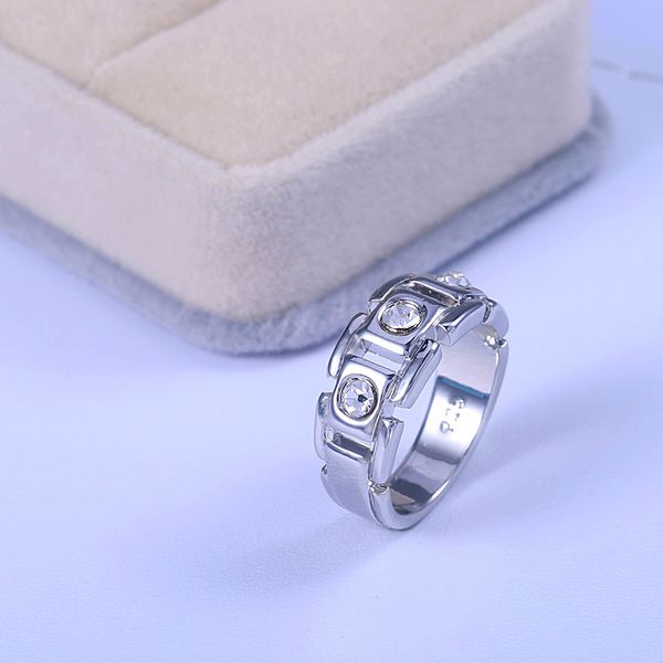 

fashion men ring silver wedding rings for women crystal zircon engagement ring male party jewelry anillos plata 925 para mujer, Slivery;golden
