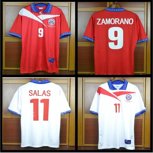 

# 9 ZAMORANO # 11 SALAS Чили Футбол Джерси Ретро 1996 1997 1998 дома красная футболка Урожай Классическая старинная коллекция 96 97 98 форма