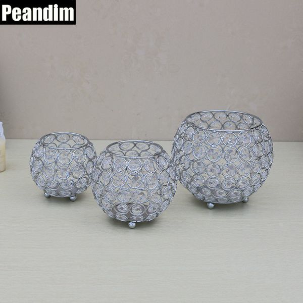 Peandim Votive Candle Holders Silver K9 Crystal Candlestick
