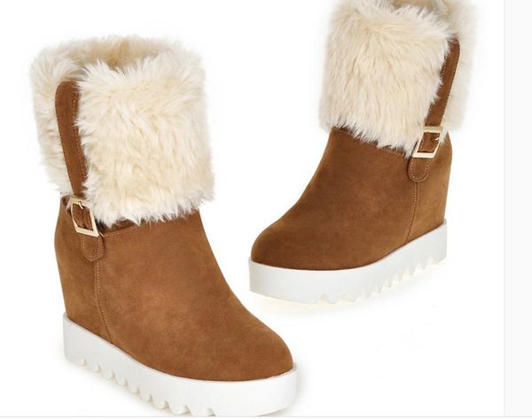 

2018 suede women's boots in winter with new style flat bottom round head keep warm non-slip @003, Black