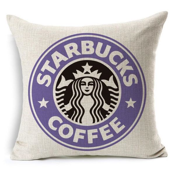 

starbucks cup selling cartoon home decorative sofa cushion throw pillow case cotton linen square pillows