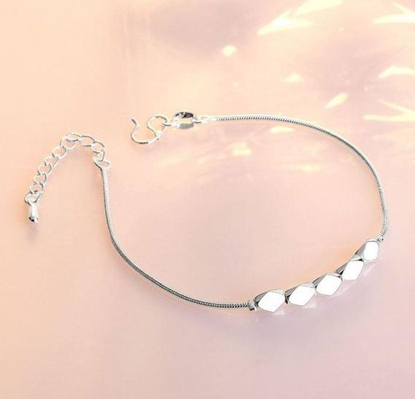 

s925 серебро браслет змея bone chain однослойный пять-жемчужный браслет перлы acero inoxidable joyeria mujer ювелирные изделия, Black