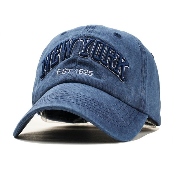 

sand washed 100% cotton baseball cap hat for women men vintage dad hat new york embroidery letter outdoor sports caps, Blue;gray