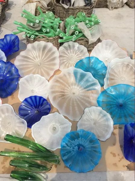 

l blue white chihuly murano glass wall plates special art design color size customized wall lights