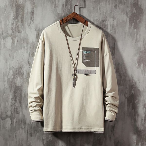 

2019 m-5xl men's autumn fashion letter print new trend loose comfortable o-neck long sleeve plus size drop shipping aug1, Black