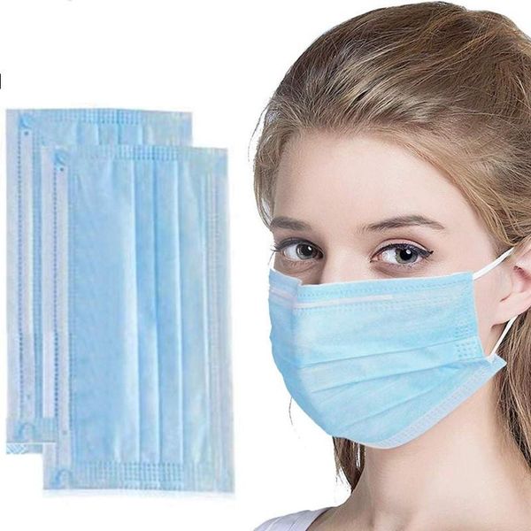 

50 шт. / лот лицо рот маски 3 слоя пылезащитный лицевой защитный чехол маски антипылевые одноразовые салон ушная раковина рот маска партии м