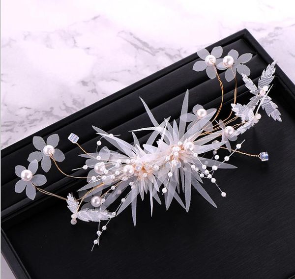 

2019 korean crepe flower hair clips children's show tiara hair accessories bridal tiara, Silver