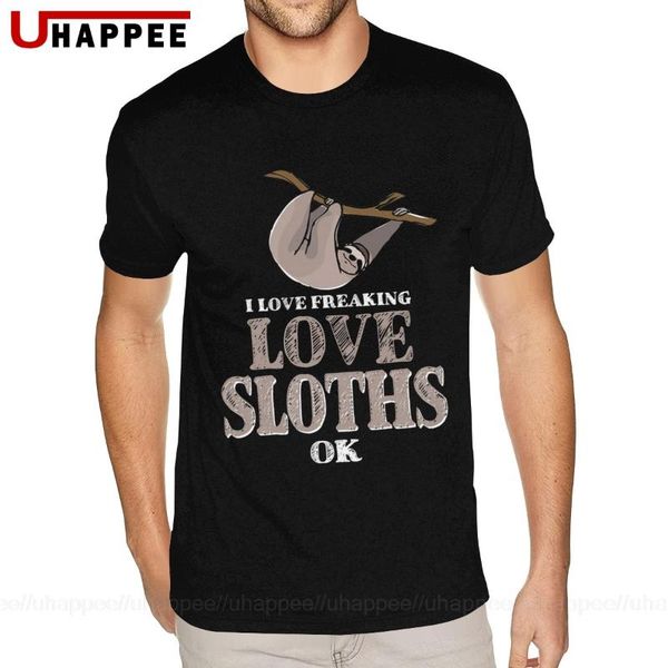

harajuku sloths freaking love sloths ok tees shirts for men design your own short sleeves black crew t shirt, White;black