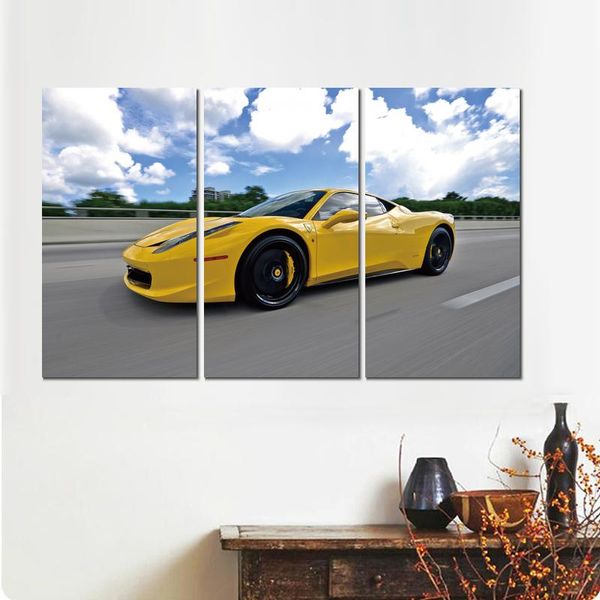 Satin Al Tuval Poster 3 Paneller Ferrari Italia Sari Hareketi Oturma Odasi Duvar Dekorasyon Icin Resim Baskili Boyama 18 1 Dhgate Com Da