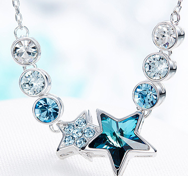

ytf1302 full gem star pendant necklace valentine eye zircon item round female, Silver