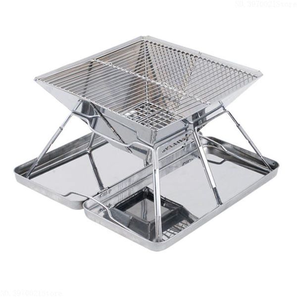 

stainless steel outdoor charcoal bbq grill rack folding bbq barbecue accessories portable home kitchen camping cooking tools