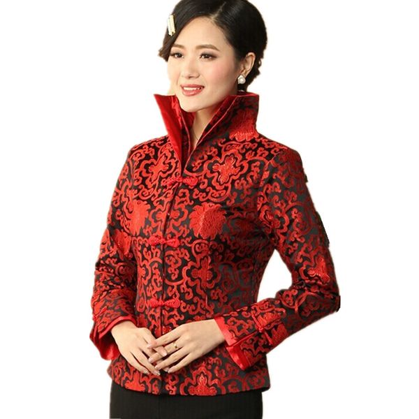 

black-red traditional chinese style women's silk satin jacket coat flowers size s m  xl xxl xxxl ing, Black;brown