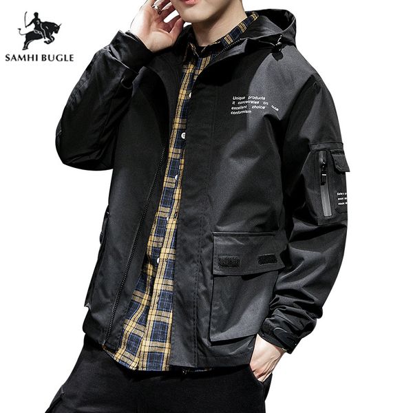 

hooded jackets men letter print jacket men 2019 spring new fashion tracksuit casual coat hip hop streetwear, Black;brown