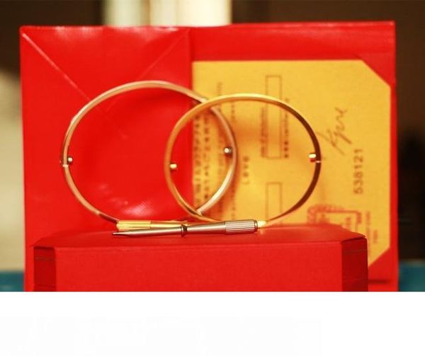 

couple's love bracelet silver 316l stainless steel bracelet bangles women men screw screwdriver bracelets jewelry gift with box set, White