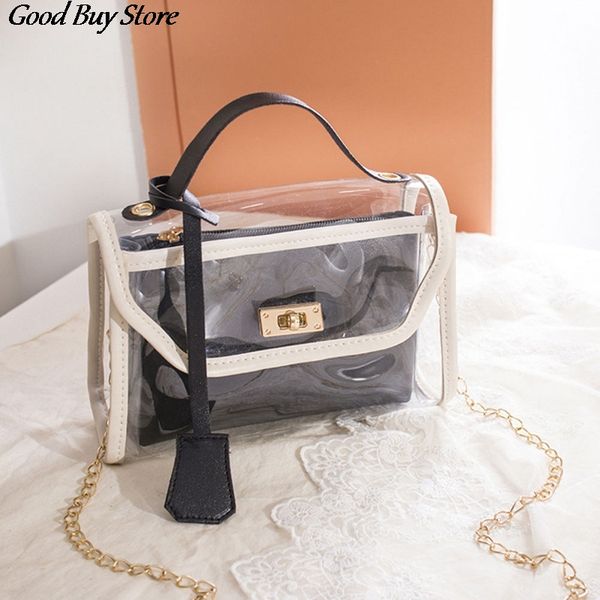 

pvc clear jelly bag women shoulder purse transparent messenger bags girls summer fahsion wild handbags chain bolsa feminina 2020