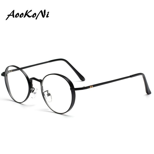 

2019 retro metal alloy round eyewear frames women glasses frame men uv400 eyeglasses computer prescription optical frames eyewea, Black
