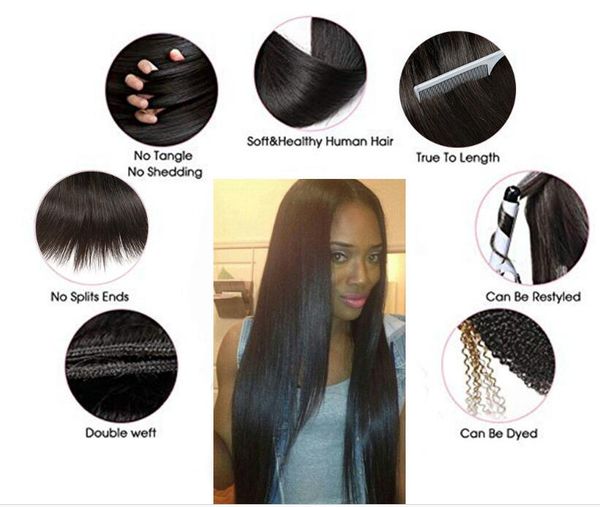8a Brazilian Virgin Straight Hair Weaves European And American