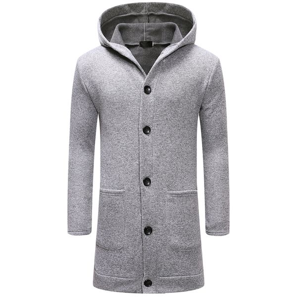 

mjartoria hoodies men's long cotton coat solid color wool blends jacket formal casual business overall coats men trench coat, Black