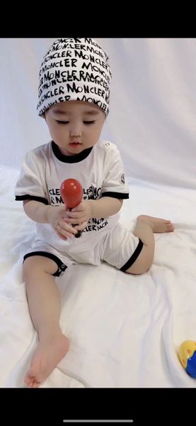 

бесплатная доставка высокое качество детские ползунки комбинезон хлопок с коротким рукавом с шляпой детские ползунки одежда для 3 месяца-2 т, Blue