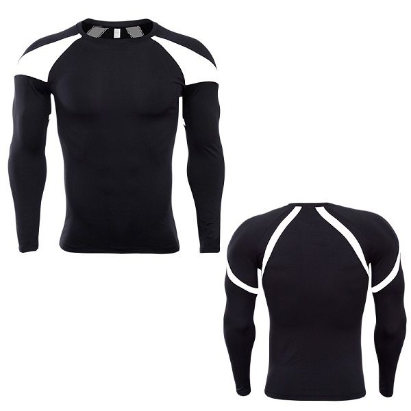 

идущие рубашки сухой прилегание мужской тренажерный зал одежда совок шеи длинные рукава uuyr торгах здание suiit полиэфирной одежды, Black;blue