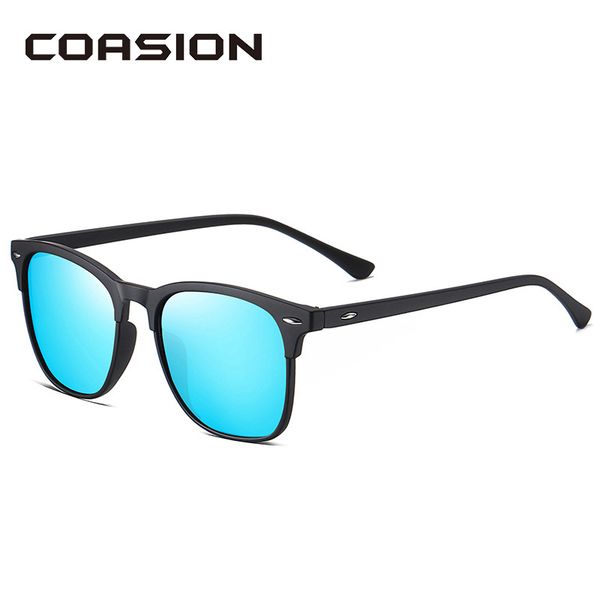 

coasion brand design square polarized sunglasses men women classic retro square sunglasses mirrored lens sonnenbrille ca1361, White;black