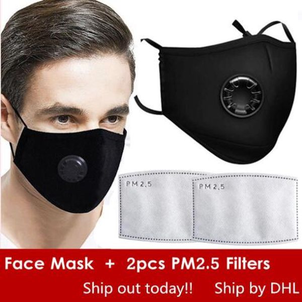 

dhl reused face masks anti-dust, smoke, gas and allergies adjustable & reusable protection with 2 pm2.5 filters for women man