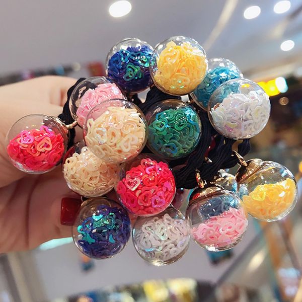 

младенец девушки блесток стеклянного шарика конструкции эластичный вспомогательное оборудование волос диапазона веревочки хвостик держатель, Slivery;white