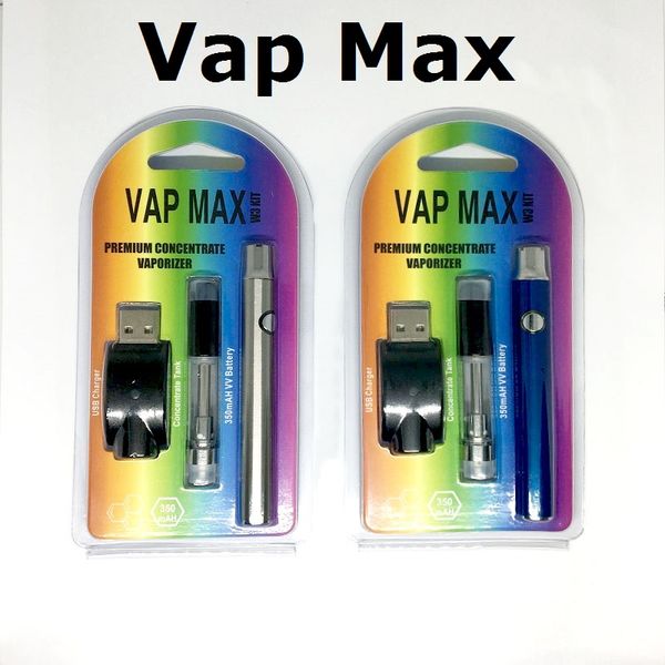 

Новейший Vap Max W3 Kit 350mAh VV с переменным напряжением предварительного нагрева батареи 0,5 / 1,0 мл 510 стеклянных картриджей с емкостями USB зарядное устройство Vape Pen
