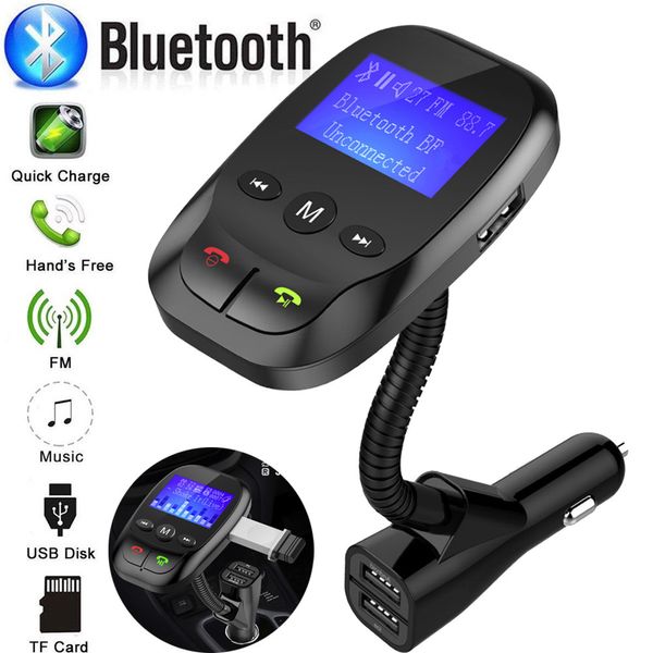 

car fm transmitter bluetooth wireless in-car radio car kit aux bluetooth handsand dual usb charger support tf card u disk