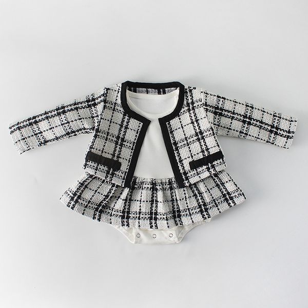 

girls baby romper princess baby girl clothes autumn winter plaid formal rompers hats for newborns clothing infant jumpsuit, White