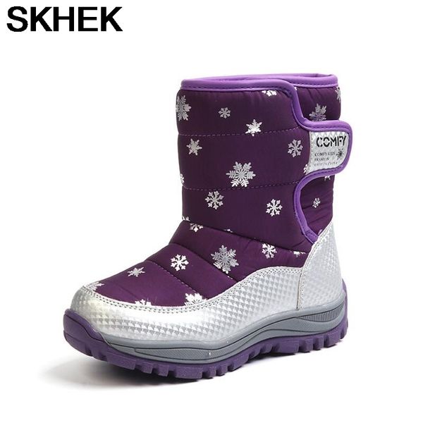 

skhek winter waterproof children' boots winter girls beautiful snow boots martin thick baby cotton shoes, Black;grey