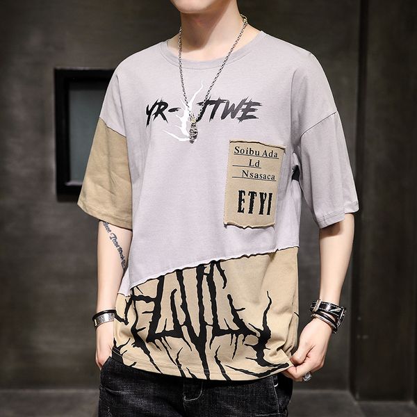

2020 new special style men's short-sleeved t-shirt casual trend of teenagers loose round neck compassionate, White;black