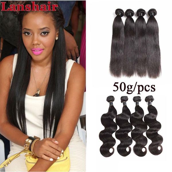 

brazilian straight & body wave virgin human hair extensions 3 bundles remy virgin brazilian peruvian malaysian human hair 100g/pcs, Black