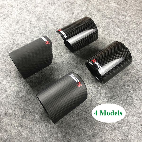 

1 pcs akrapovic glossy carbon exhaust cover and matte carbon fiber exhaust tips caps car universal muffler pipes covers
