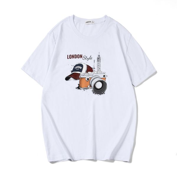

2020 spring and summer new products short sleeve t-shirt printing men's wear fashion teenager crew neck casual pure cotton base, White;black